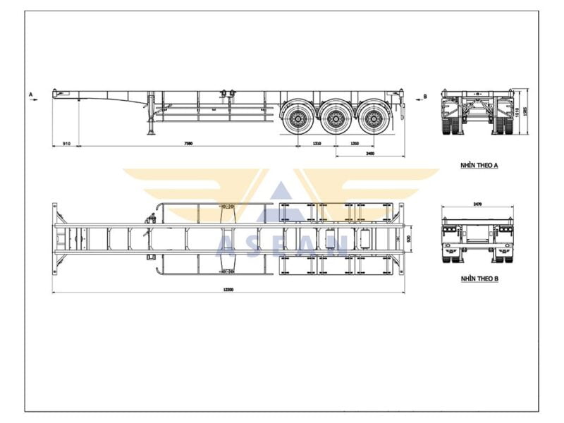 40ft skeleton trailer for sale