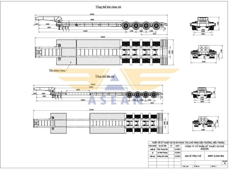 lowboy trailer truck