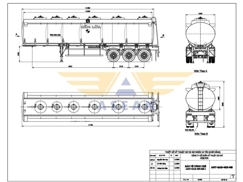 Gas tanker trailer drawing